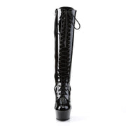 Pleaser DELIGHT-2023 Platform Knee High Boot (Black Stretch Patent/Black)