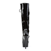 Pleaser DELIGHT-2023 Platform Knee High Boot (Black Stretch Patent/Black)