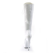 Pleaser DELIGHT-2023 Platform Knee High Boot (White Stretch Patent/White)