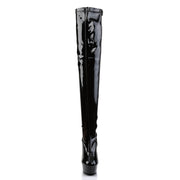 Pleaser DELIGHT-3000 Platform Thigh High Boot (Black Stretch Patent/Black)