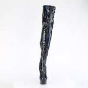 Pleaser DELIGHT-3000HWR Platform Thigh High Boot (Black Hologram Patent/M)