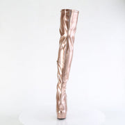 Pleaser DELIGHT-3000HWR Platform Thigh High Boot (Rose Gold Hologram Pu/M)