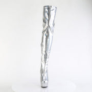 Pleaser DELIGHT-3000HWR Platform Thigh High Boot (Silver Hologram Pu/M)