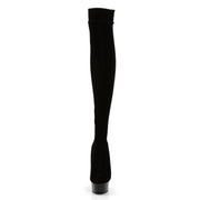 Pleaser DELIGHT-3002 Platform Thigh High Boot (Black Stretch Velvet/Black)