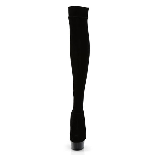 Pleaser DELIGHT-3002 Platform Thigh High Boot (Black Stretch Velvet/Black)