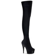 Pleaser DELIGHT-3002 Platform Thigh High Boot (Black Stretch Velvet/Black)