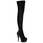 Pleaser DELIGHT-3002 Platform Thigh High Boot (Black Stretch Velvet/Black)