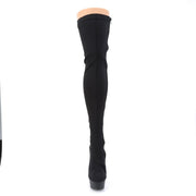 Pleaser DELIGHT-3003 Platform Thigh High Boot (Black Lycra/Black Matte)
