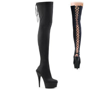 Pleaser DELIGHT-3003 Platform Thigh High Boot (Black Lycra/Black Matte)