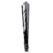 Pleaser DELIGHT-3010 Platform Thigh High Boot (Black Patent/Black)