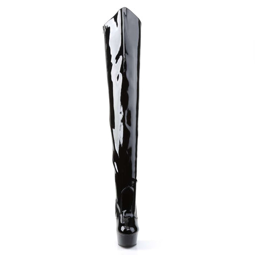 Pleaser DELIGHT-3010 Platform Thigh High Boot (Black Patent/Black)