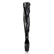 Pleaser DELIGHT-3017 Platform Thigh High Boot (Black Stretch Patent/Black)