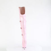 Pleaser DELIGHT-3018 Platform Knee High Boot (Baby Pink Stretch Patent/Baby Pink)