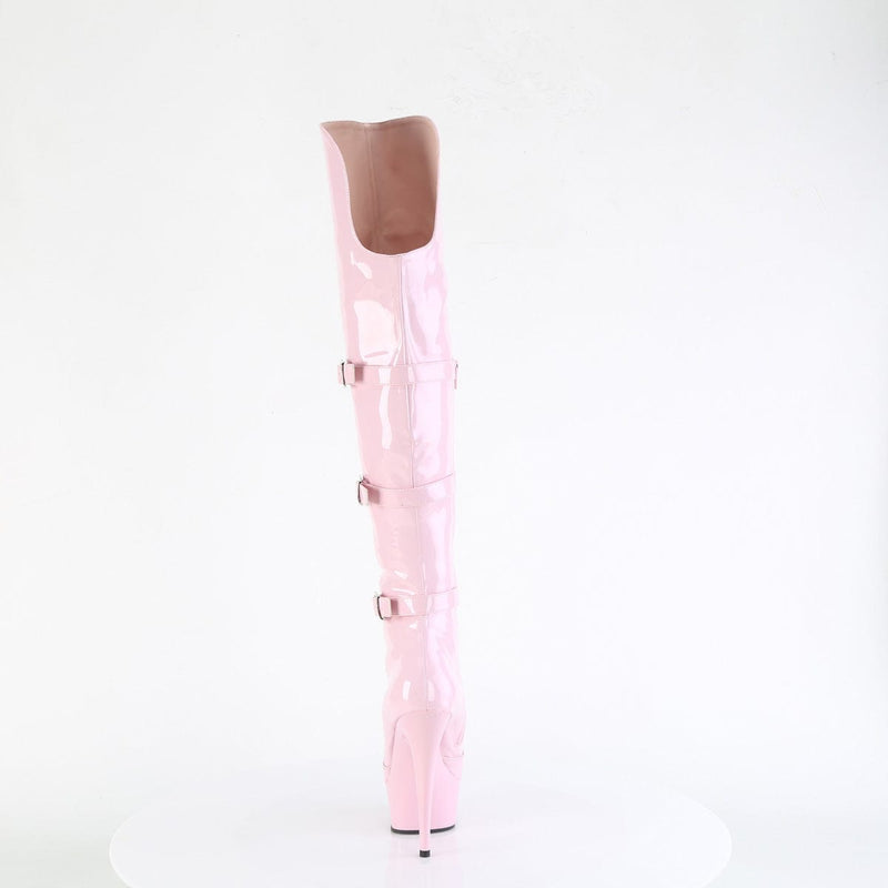 Pleaser DELIGHT-3018 Platform Knee High Boot (Baby Pink Stretch Patent/Baby Pink)