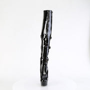 Pleaser DELIGHT-3018 Platform Knee High Boot (Black Stretch Patent/Black)