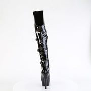 Pleaser DELIGHT-3018 Platform Knee High Boot (Black Stretch Patent/Black)