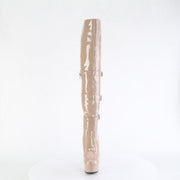 Pleaser DELIGHT-3018 Platform Knee High Boot (Nude Stretch Patent/Nude)