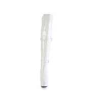 Pleaser DELIGHT-3018 Platform Knee High Boot (White Stretch Patent/White)