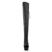 Pleaser DELIGHT-3019 Platform Knee High Boot (Black Faux Leather/Black Matte)