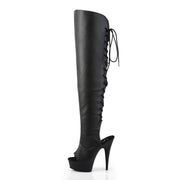 Pleaser DELIGHT-3019 Platform Knee High Boot (Black Faux Leather/Black Matte)