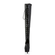 Pleaser DELIGHT-3019 Platform Knee High Boot (Black Faux Leather/Black Matte)