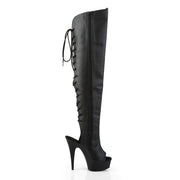 Pleaser DELIGHT-3019 Platform Knee High Boot (Black Faux Leather/Black Matte)