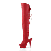 Pleaser DELIGHT-3019 Platform Knee High Boot (Red Faux Leather/Red Matte)