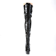 Pleaser DELIGHT-3023 Platform Thigh High Boot (Black Stretch Patent/Black)