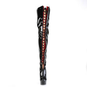Pleaser DELIGHT-3027 Platform Thigh High Boot (Black-Red Stretch Patent/Black)