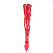 Pleaser DELIGHT-3027 Platform Thigh High Boot (Red-Black Stretch Patent/Red)