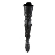 Pleaser DELIGHT-3028 Platform Thigh High Boot (Black Stretch Faux Leather/Black Matte)