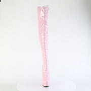 Pleaser DELIGHT-3063 Platform Thigh High Boot (Baby Pink Stretch Patent/Baby Pink)