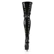 Pleaser DELIGHT-3063 Platform Thigh High Boot (Black Stretch Patent/Black)