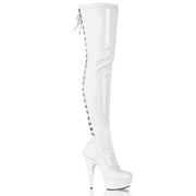 Pleaser DELIGHT-3063 Platform Thigh High Boot (White Stretch Patent/White)