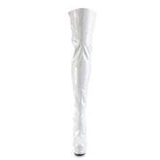 Pleaser DELIGHT-3063 Platform Thigh High Boot (White Stretch Patent/White)