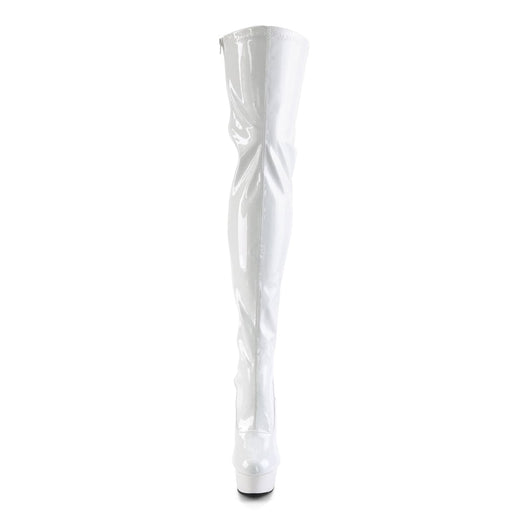 Pleaser DELIGHT-3063 Platform Thigh High Boot (White Stretch Patent/White)