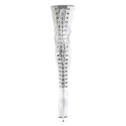 Pleaser DELIGHT-3063 Platform Thigh High Boot (White Stretch Patent/White)
