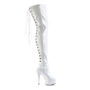 Pleaser DELIGHT-3063 Platform Thigh High Boot (White Stretch Patent/White)