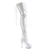 Pleaser DELIGHT-3063 Platform Thigh High Boot (White Stretch Patent/White)