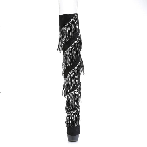 Pleaser DELIGHT-3065 Platform Thigh High Boot (Black Faux Suede-Silver/Black Matte)