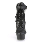Pleaser DELIGHT-600-05 Platform Ankle Boot (Black Faux Leather/Black Matte)