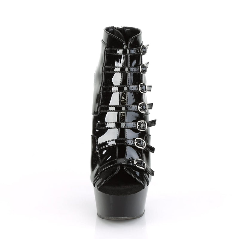 Pleaser DELIGHT-600-11 Platform Ankle Boot (Black Patent/Black)