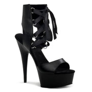 Pleaser DELIGHT-600-14 Platform Sandal (Black Faux Leather/ Black)
