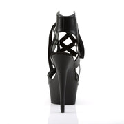 Pleaser DELIGHT-600-14 Platform Sandal (Black Faux Leather/ Black)