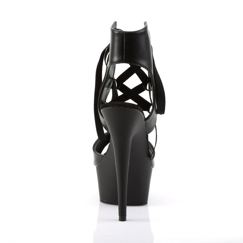 Pleaser DELIGHT-600-14 Platform Sandal (Black Faux Leather/ Black)