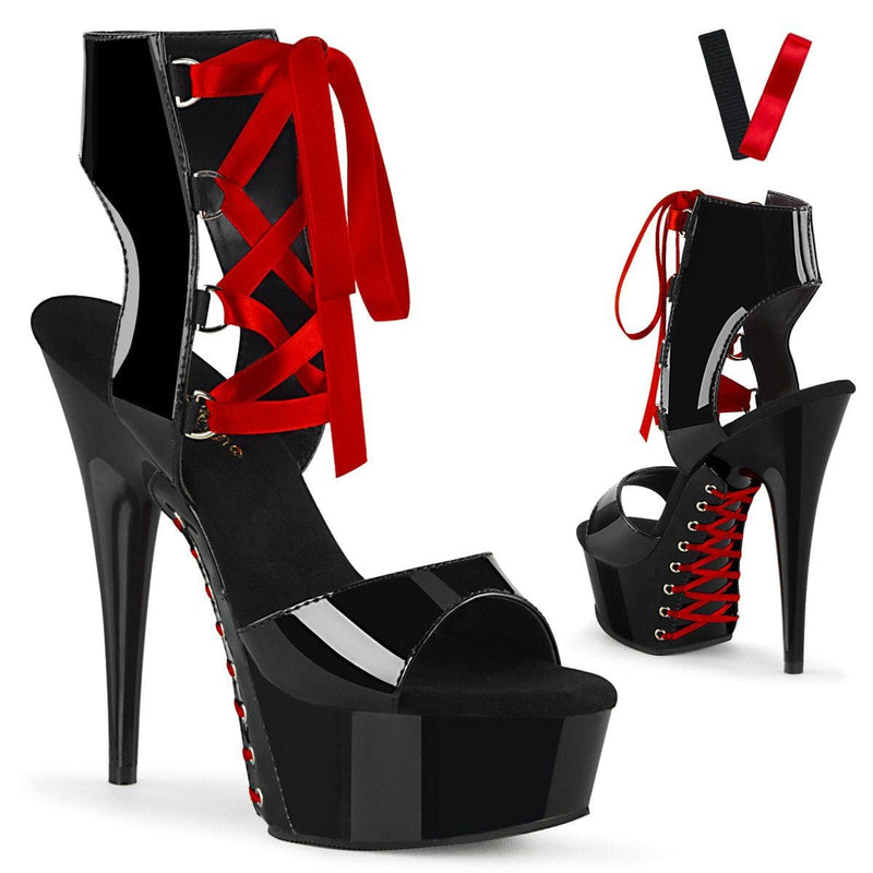 Pleaser DELIGHT-600-14FH Platform Sandal (Black Patent/Black)