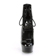 Pleaser DELIGHT-600-22 Platform Ankle Boot (Black Patent/Black)