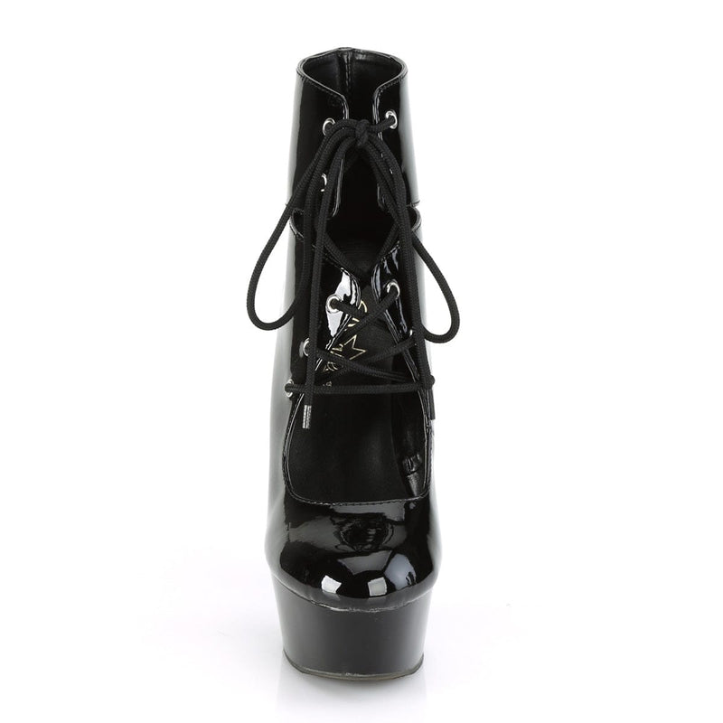 Pleaser DELIGHT-600-22 Platform Ankle Boot (Black Patent/Black)