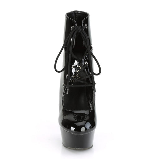 Pleaser DELIGHT-600-22 Platform Ankle Boot (Black Patent/Black)