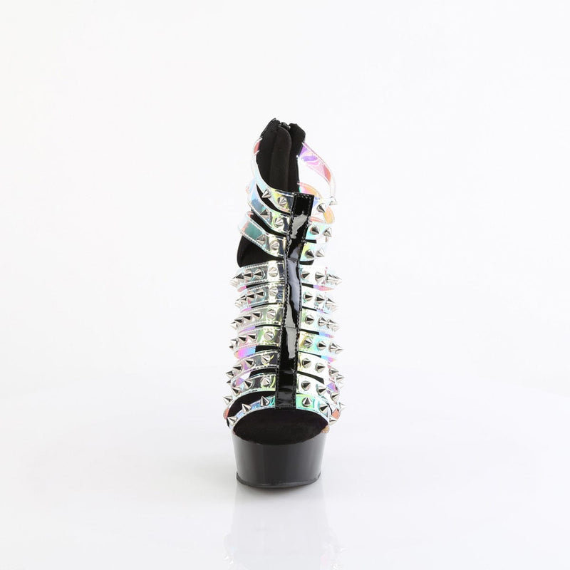 Pleaser DELIGHT-600-9 Platform Sandal (Holo TPU-Black Patent/Black)
